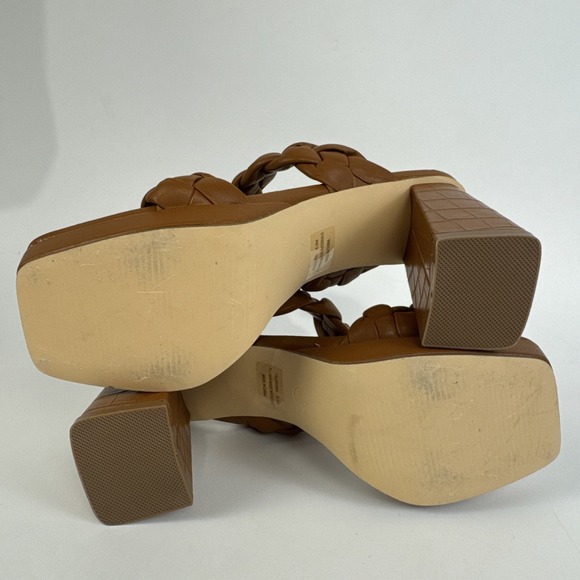Cushionaire 4" Heel Slide Sandal Women's Size 6.5 Open Square Toe Brown‎ Braided - Picture 5 of 10